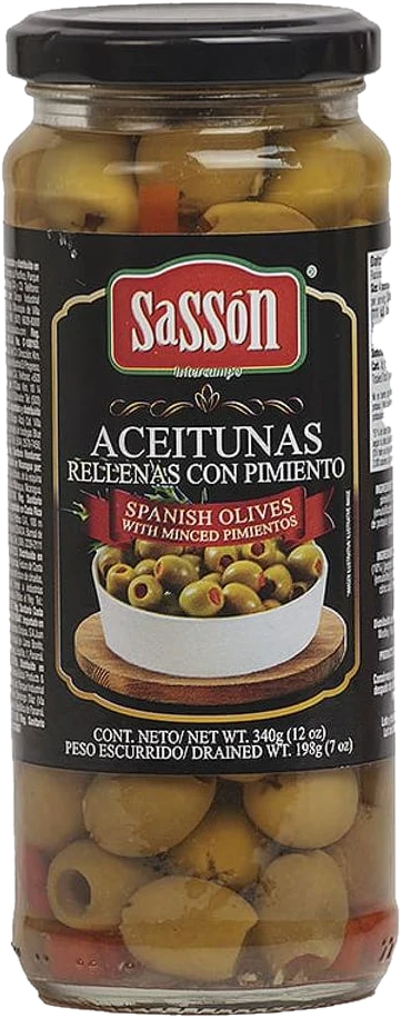 Aceitunas verdes rellenas con pimiento Sassón