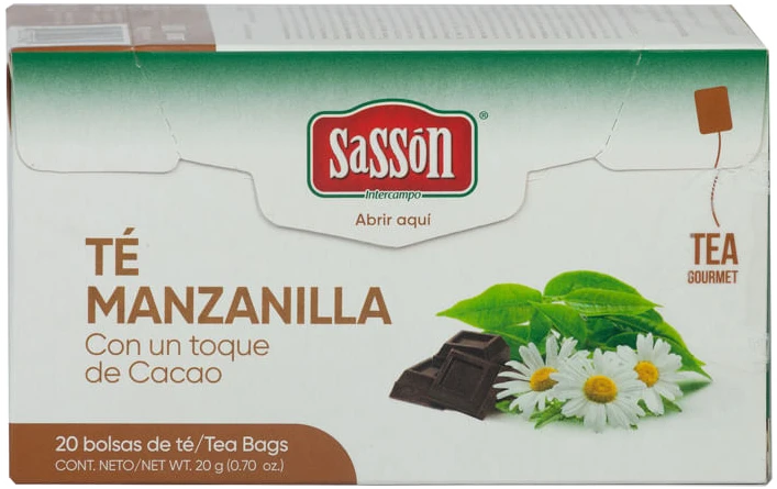 Caja de té de manzanilla con un toque de cacao Sassón